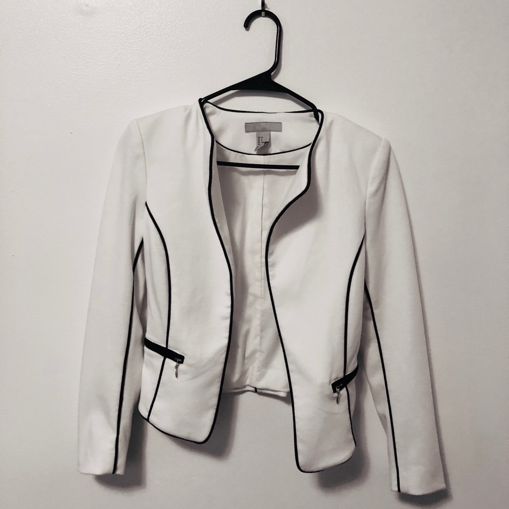Black and White Jacket with Black Trim